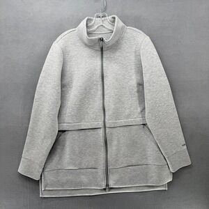 Zuda Jacket Womens Heather Gray Full Zip Scuba High Neck Tiered Back Size L